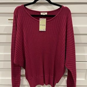 Pink long sleeve ribbed sweater.